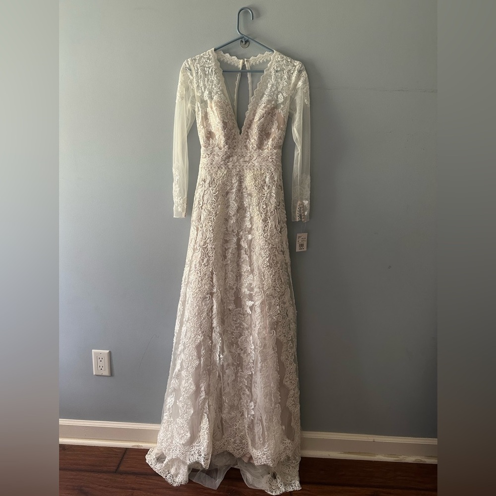 Melissa Sweet Linear Lace Wedding Dress -
Ivory/Champagne